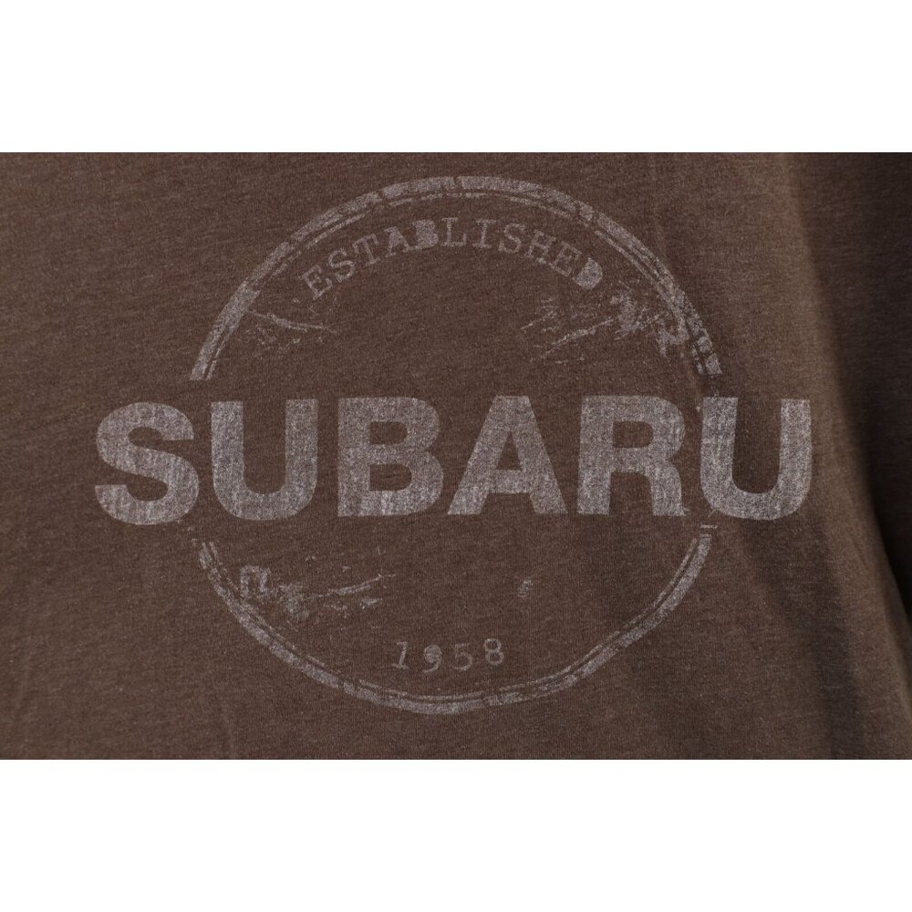 Vintage Mens Size Medium Faded Spell Out Subaru Car Jersey Knit T-Shirt Brown - Picture 4 of 10